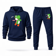 Men's Yoshi Hoodie Joggers Set - Navy digital placement mockup