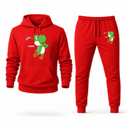Men's Yoshi Hoodie Joggers Set - Red digital placement mockup