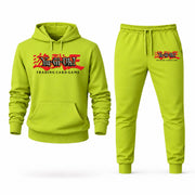 Men's Yu-Gi-Oh Hoodie Joggers Set - Lime Green digital placement mockup