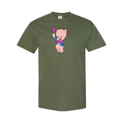 Men's Porky Pig Cotton T-Shirt - Army Green