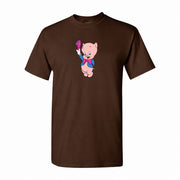 Men's Porky Pig Cotton T-Shirt - Dark Brown