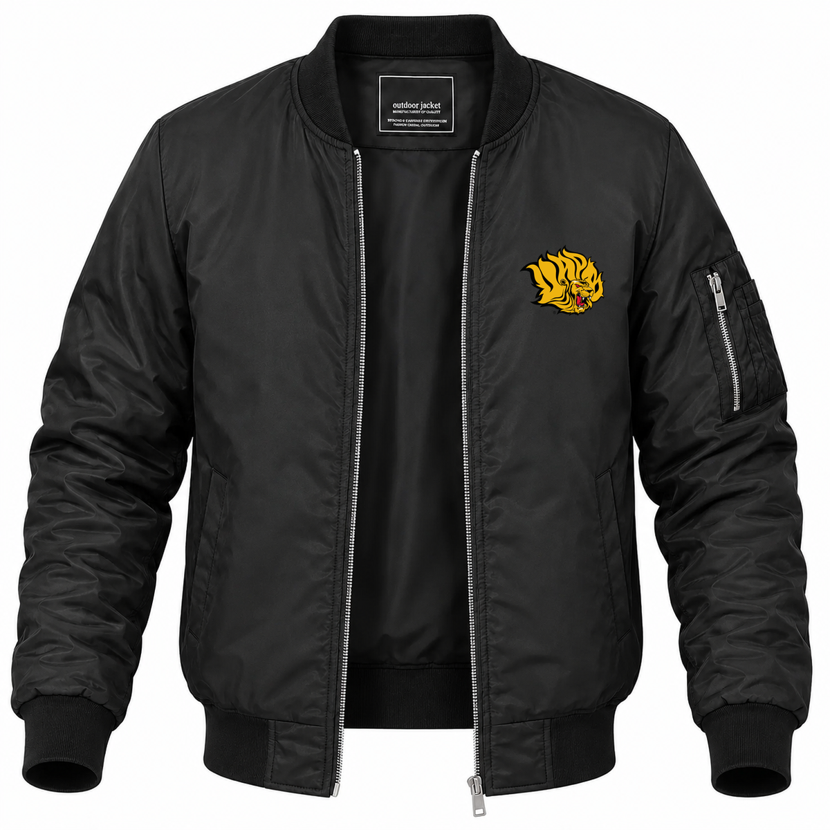 Men's Arkansas-Pine Bluff Bomber Jacket | Color: Black | Front