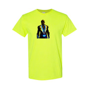 Men's Black Lightning cotton T-shirt in Safety Green