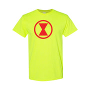 Men's Black Widow cotton T-shirt in Safety Green