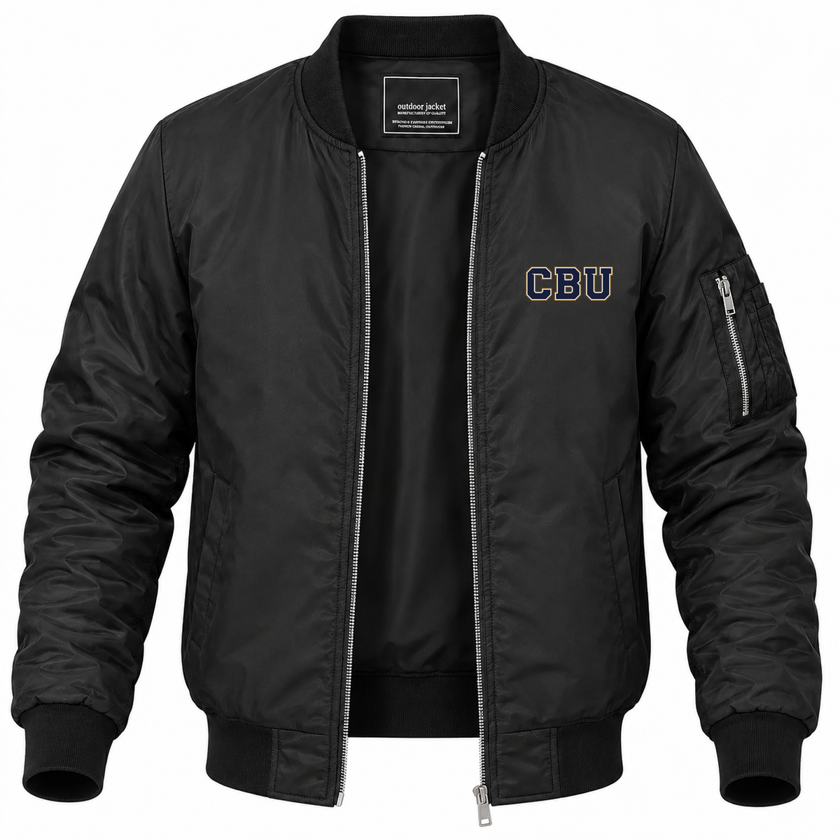 Men's California Baptist Bomber Jacket | Color: Black | Front