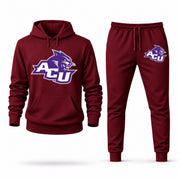 Men's Abilene Christian Hoodie Joggers Set - Burgundy digital placement mockup