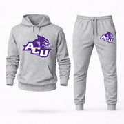 Men's Abilene Christian Hoodie Joggers Set - Grey digital placement mockup