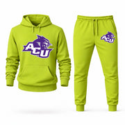 Men's Abilene Christian Hoodie Joggers Set - Lime Green digital placement mockup