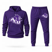 Men's Abilene Christian Hoodie Joggers Set - Purple digital placement mockup