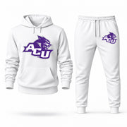 Men's Abilene Christian Hoodie Joggers Set - White digital placement mockup