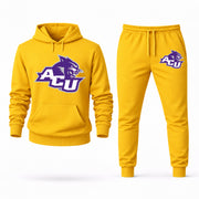 Men's Abilene Christian Hoodie Joggers Set - Yellow digital placement mockup