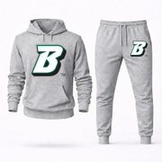 Men's Binghamton Hoodie Joggers Set - Grey digital placement mockup