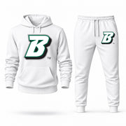 Men's Binghamton Hoodie Joggers Set - White digital placement mockup