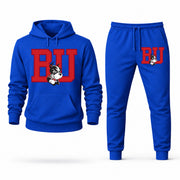 Men's Boston University Hoodie Joggers Set - Blue digital placement mockup