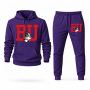 Men's Boston University Hoodie Joggers Set - Purple digital placement mockup