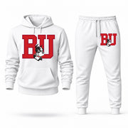 Men's Boston University Hoodie Joggers Set - White digital placement mockup