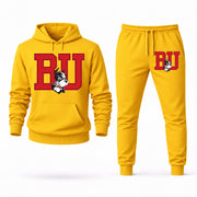 Men's Boston University Hoodie Joggers Set - Yellow digital placement mockup