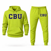 Men's California Baptist Hoodie Joggers Set - Lime Green digital placement mockup