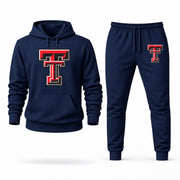 Men's Texas Tech Hoodie Joggers Set - Navy digital placement mockup
