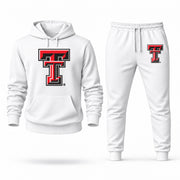Men's Texas Tech Hoodie Joggers Set - White digital placement mockup