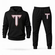 Men's Troy Hoodie Joggers Set - Black digital placement mockup