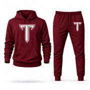 Men's Troy Hoodie Joggers Set - Burgundy digital placement mockup