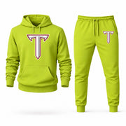 Men's Troy Hoodie Joggers Set - Lime Green digital placement mockup