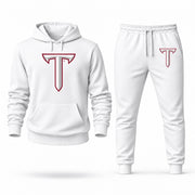 Men's Troy Hoodie Joggers Set - White digital placement mockup