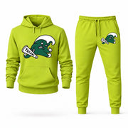 Men's Tulane Hoodie Joggers Set - Lime Green digital placement mockup