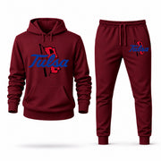 Men's Tulsa Hoodie Joggers Set - Burgundy digital placement mockup
