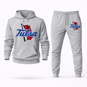 Men's Tulsa Hoodie Joggers Set - Grey digital placement mockup