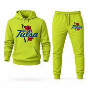 Men's Tulsa Hoodie Joggers Set - Lime Green digital placement mockup