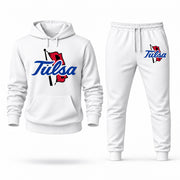 Men's Tulsa Hoodie Joggers Set - White digital placement mockup