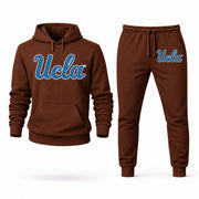 Men's UCLA Hoodie Joggers Set - Brown digital placement mockup