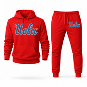 Men's UCLA Hoodie Joggers Set - Red digital placement mockup