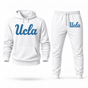 Men's UCLA Hoodie Joggers Set - White digital placement mockup