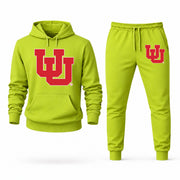 Men's Utah Hoodie Joggers Set - Lime Green digital placement mockup