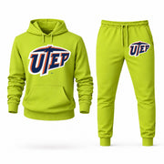 Men's UTEP Hoodie Joggers Set - Lime Green digital placement mockup