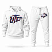 Men's UTEP Hoodie Joggers Set - White digital placement mockup