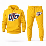 Men's UTEP Hoodie Joggers Set - Yellow digital placement mockup