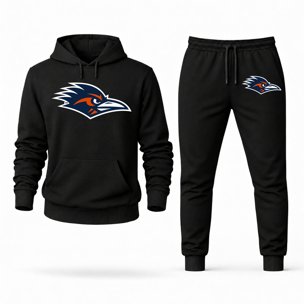 Men's UTSA Hoodie Joggers Set - Black digital placement mockup