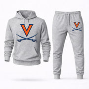 Men's Virginia Hoodie Joggers Set - Grey digital placement mockup