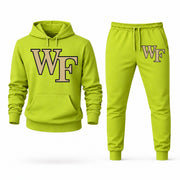 Men's Wake Forest Hoodie Joggers Set - Lime Green digital placement mockup