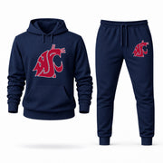 Men's Washington State Hoodie Joggers Set - Navy digital placement mockup