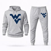Men's West Virginia Hoodie Joggers Set - Grey digital placement mockup