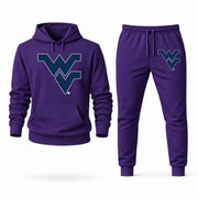 Men's West Virginia Hoodie Joggers Set - Purple digital placement mockup