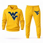 Men's West Virginia Hoodie Joggers Set - Yellow digital placement mockup
