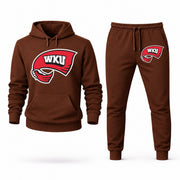 Men's Western Kentucky Hoodie Joggers Set - Brown digital placement mockup