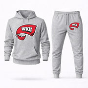 Men's Western Kentucky Hoodie Joggers Set - Grey digital placement mockup