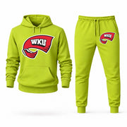 Men's Western Kentucky Hoodie Joggers Set - Lime Green digital placement mockup